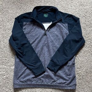 Boys Classic Navy and Gray Zip-Up Sweater